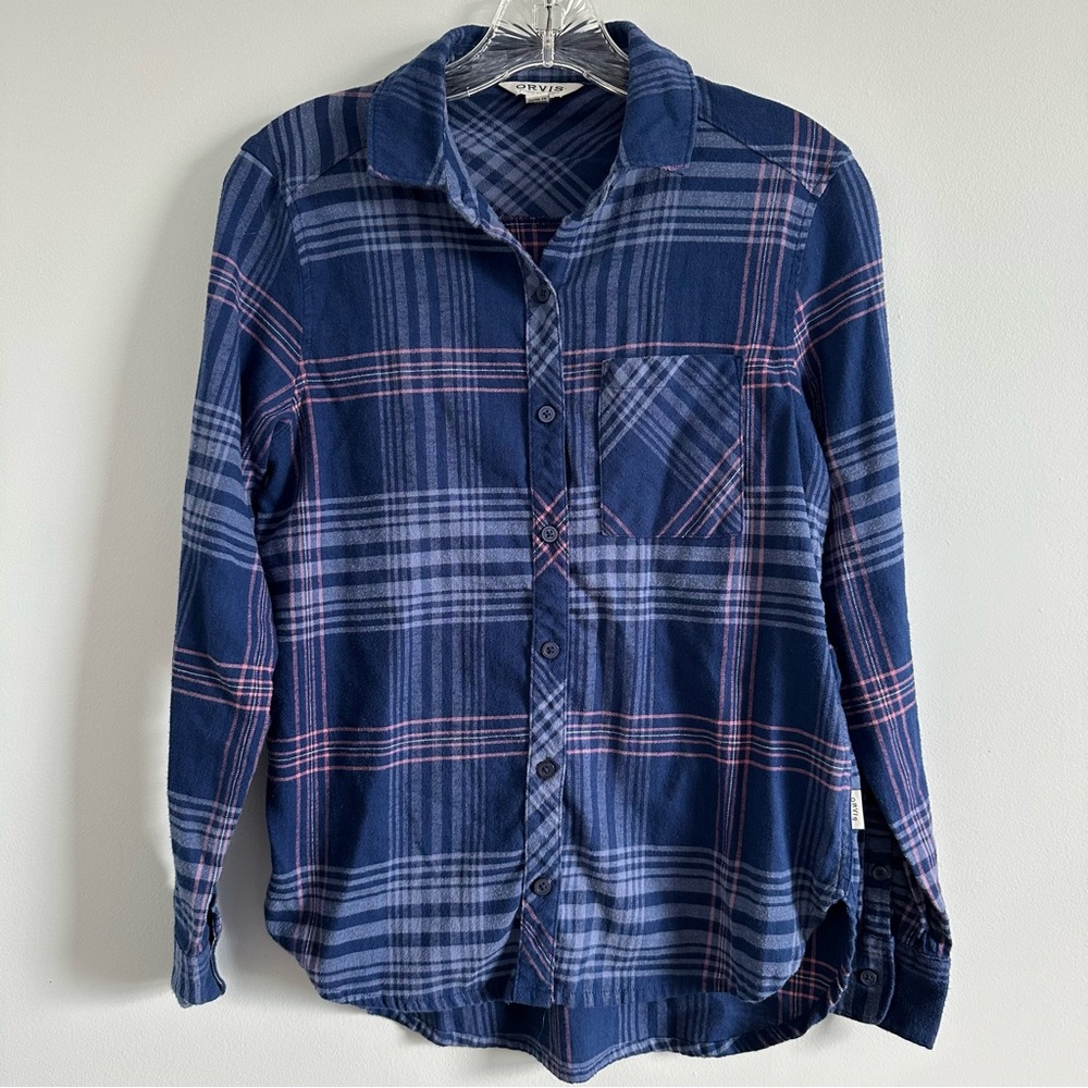 Orvis Women’s Pink and Purple Plaid Long sleeve button down top